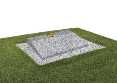 Light grey granite desk memorial with single flower container with matching granite base